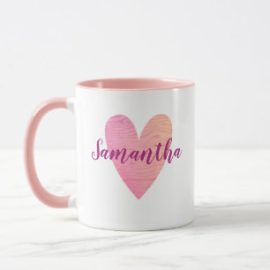 Taza rosada personalizada del corazón