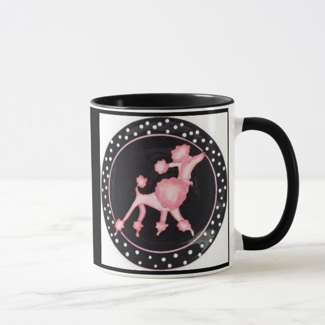 Taza rosada retra del caniche (Derecha)