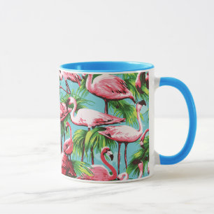 Taza rosada retra fresca de los flamencos