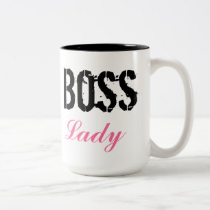 Taza rosada y negra linda de la señora café de