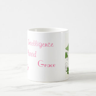 taza rosada y verde