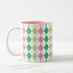 Taza rosada y verde de Argyle