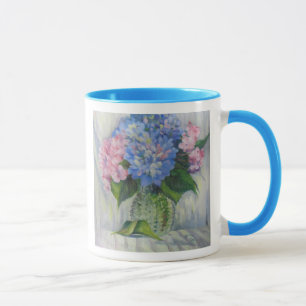 Taza "Rosado, azul, y vidrio "