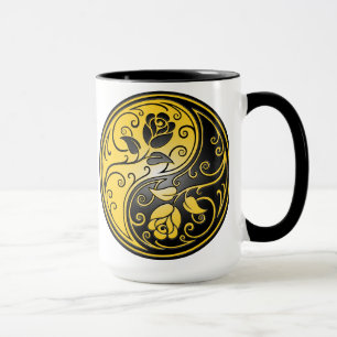 Taza Rosas, amarillo y negro de Yin Yang