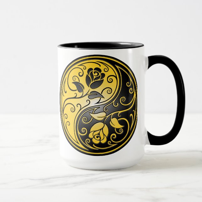 Taza Rosas, amarillo y negro de Yin Yang (Derecha)