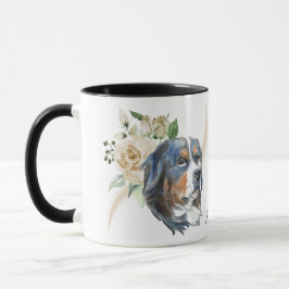 Taza Rosas blancas Bouquet Perro de montaña Bernese