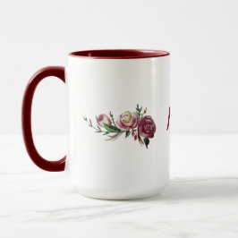 Taza Rosas Bordo Red Name Combo Mug