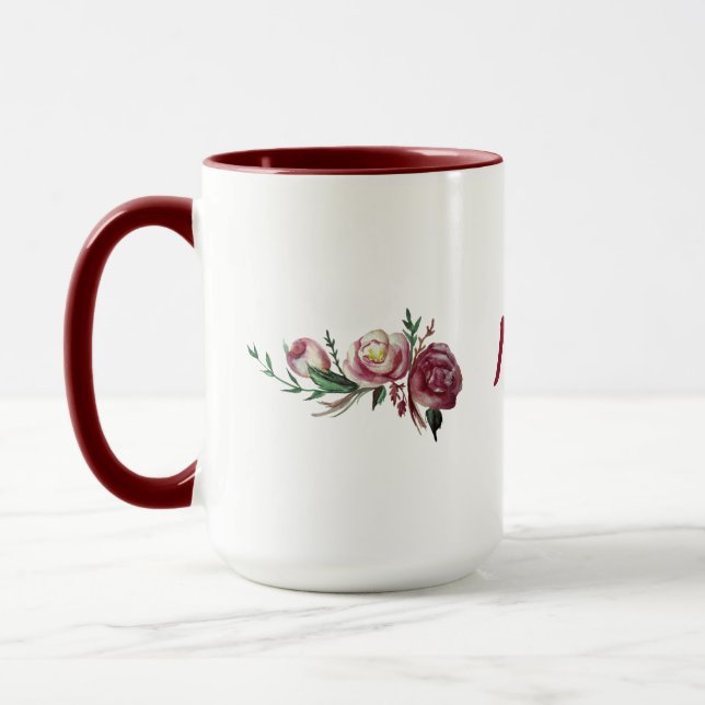 Taza Rosas Bordo Red Name Combo Mug (Izquierda)