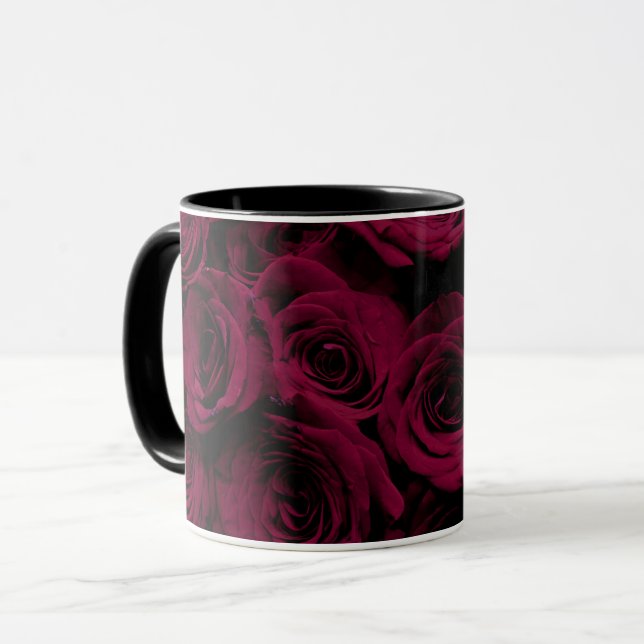 Taza Rosas burdeos de magenta rojo oscuro y profundo (Anverso izquierdo)