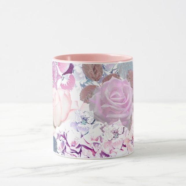 Taza Rosas de acuarela e hidrangeas. (Centro)