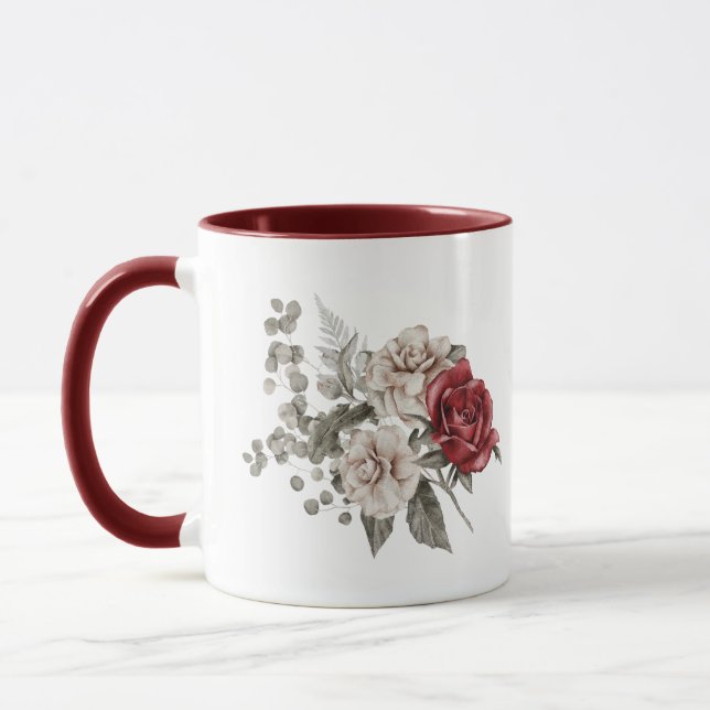 Taza Rosas de acuarela Primavera Bouquet & Cita de amor (Izquierda)