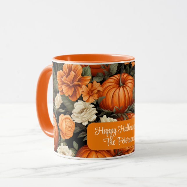 Taza Rosas de calabazas flores otoñales (Anverso izquierdo)