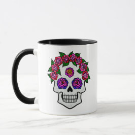 Taza Rosas de cráneo floral nombre personalizado Hallow