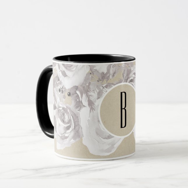 Taza Rosas de invierno de Rusia blanca Shabby Chic Kraf (Anverso izquierdo)