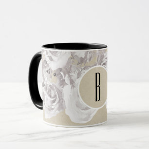 Taza Rosas de invierno rústicas blancas Kraft Shabby Ch