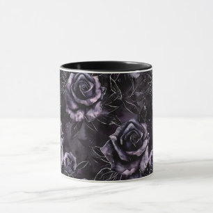 Taza Rosas del cementerio morado ocultación gótica