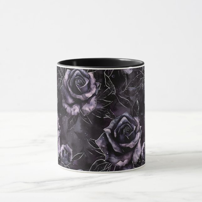Taza Rosas del cementerio morado ocultación gótica (Centro)