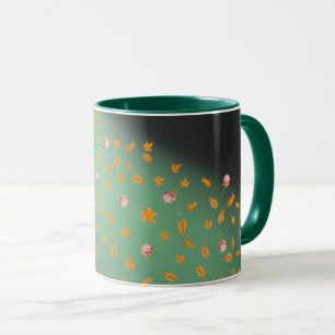 Taza Rosas del cielo de medianoche y hojas de otoño