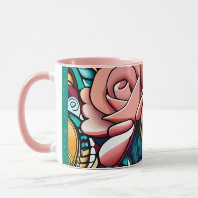 Taza Rosas dobles: Un Espectacular Arreglo Floral (Izquierda)