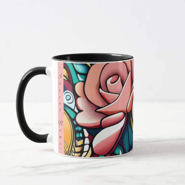 Taza Rosas dobles: Un Espectacular Arreglo Floral (Izquierda)