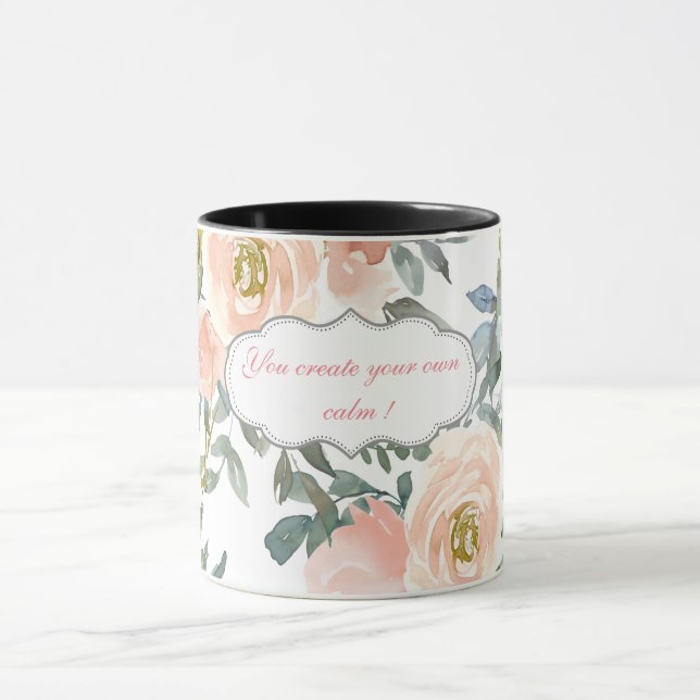 Taza Rosas elegantes de moda,Mensaje motivacional (Centro)
