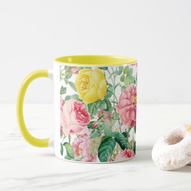 Taza Rosas florales Vintage Spring Garden (Con donut)