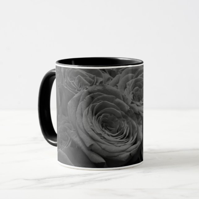 Taza Rosas grises, foto floral gris (Anverso izquierdo)
