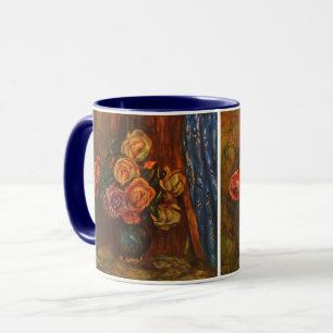 Taza Rosas Impresionistas de Renoir en Jarrón Teal Arte