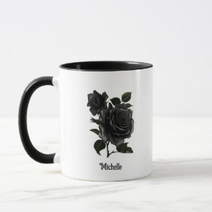 Taza Rosas Negras Góticas Personalizadas Vintage