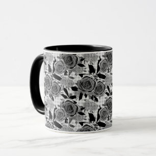 Taza Rosas negras, rosas, negras y grises