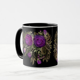 Taza Rosas púrpura acuarela