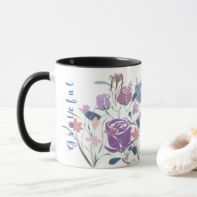 Taza Rosas púrpura café Mug (Con donut)