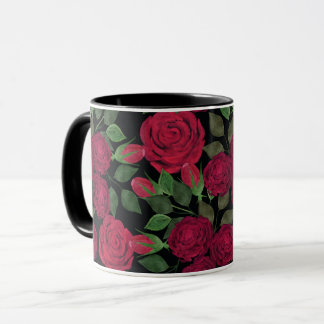 Taza Rosas rojas en negro.