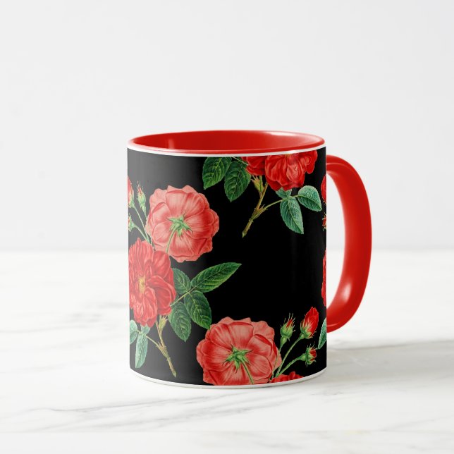 Taza Rosas Rojas, Fondo Negro, (Anverso derecho)