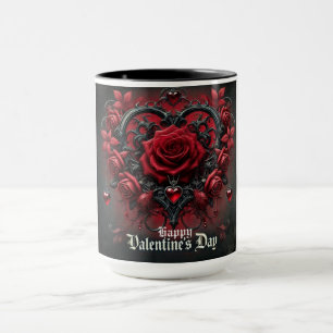 Taza Rosas rojas góticas día de San Valentín