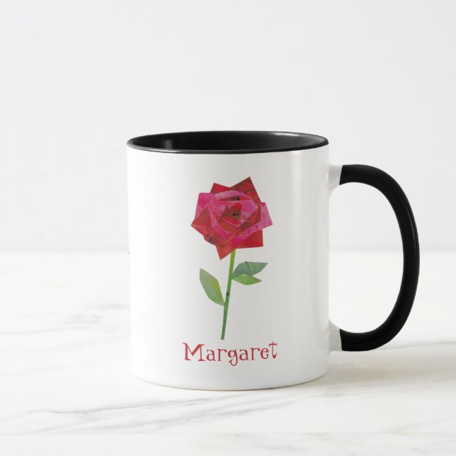 Taza Rosas Rojas Retro Cute de San Valentín de medio si (Derecha)