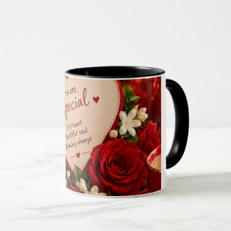 Taza Rosas Rojas Románticas Corazón de Cristal Amor de
