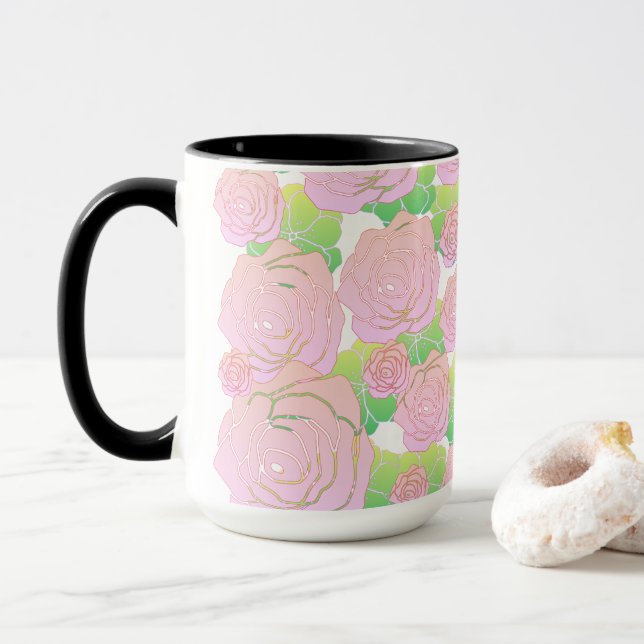 Taza Rosas Rosadas Claras (Con donut)