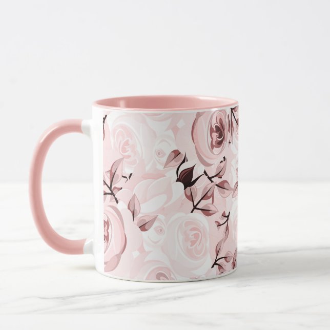 Taza Rosas rosadas glamour chic desgastado (Izquierda)