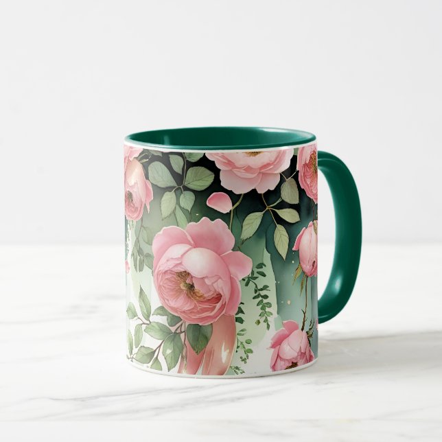 Taza Rosas rosadas y cintas (Anverso derecho)