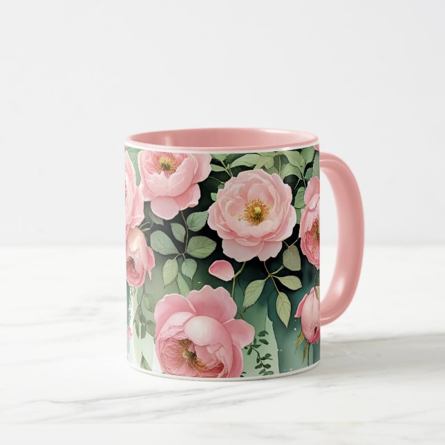 Taza Rosas rosadas y cintas (Anverso derecho)