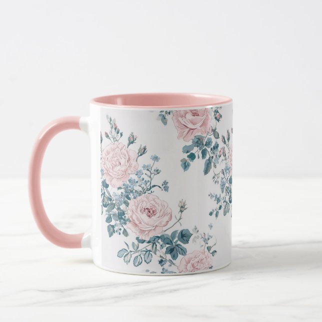 Taza Rosas rosas rosas en blanco (Izquierda)