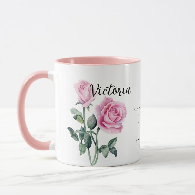 Taza Rosas rosas rosas junio flor del mes de nacimiento (Izquierda)