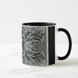 Taza Rosas Vintage Y Nieves En Monograma Negro