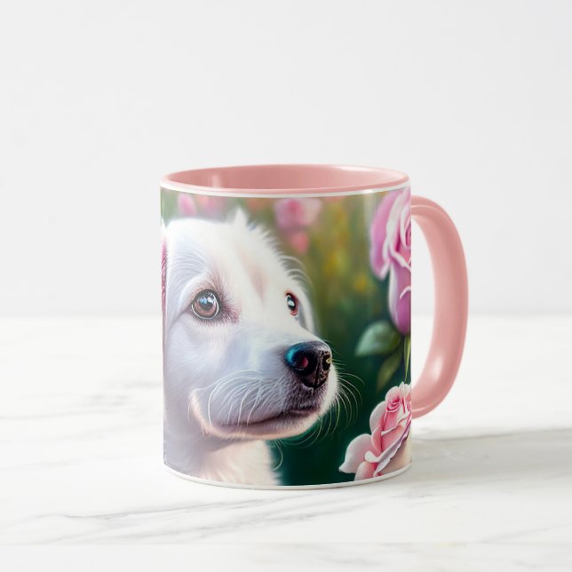 Taza Rosas Y Hermosa Colección De Perros (Anverso derecho)