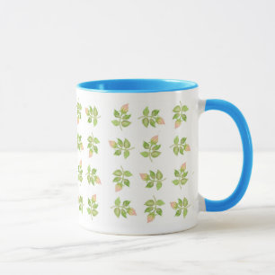 Taza Rosebud Mini impresión Pink Blue Ringer Mug
