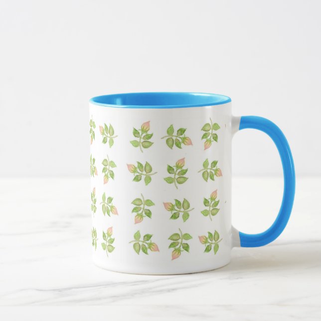 Taza Rosebud Mini impresión Pink Blue Ringer Mug (Derecha)
