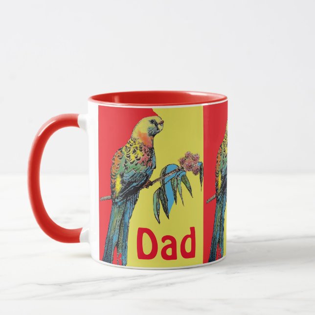 Taza Rosella Parrot Watercolor Padre Nombre Café M (Izquierda)
