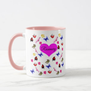 Taza Rosemario, Nombre De Chicas, Con Bunnios, Mariposa