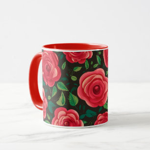 Taza Roses rojos en flor: Exuberante exposición floral
